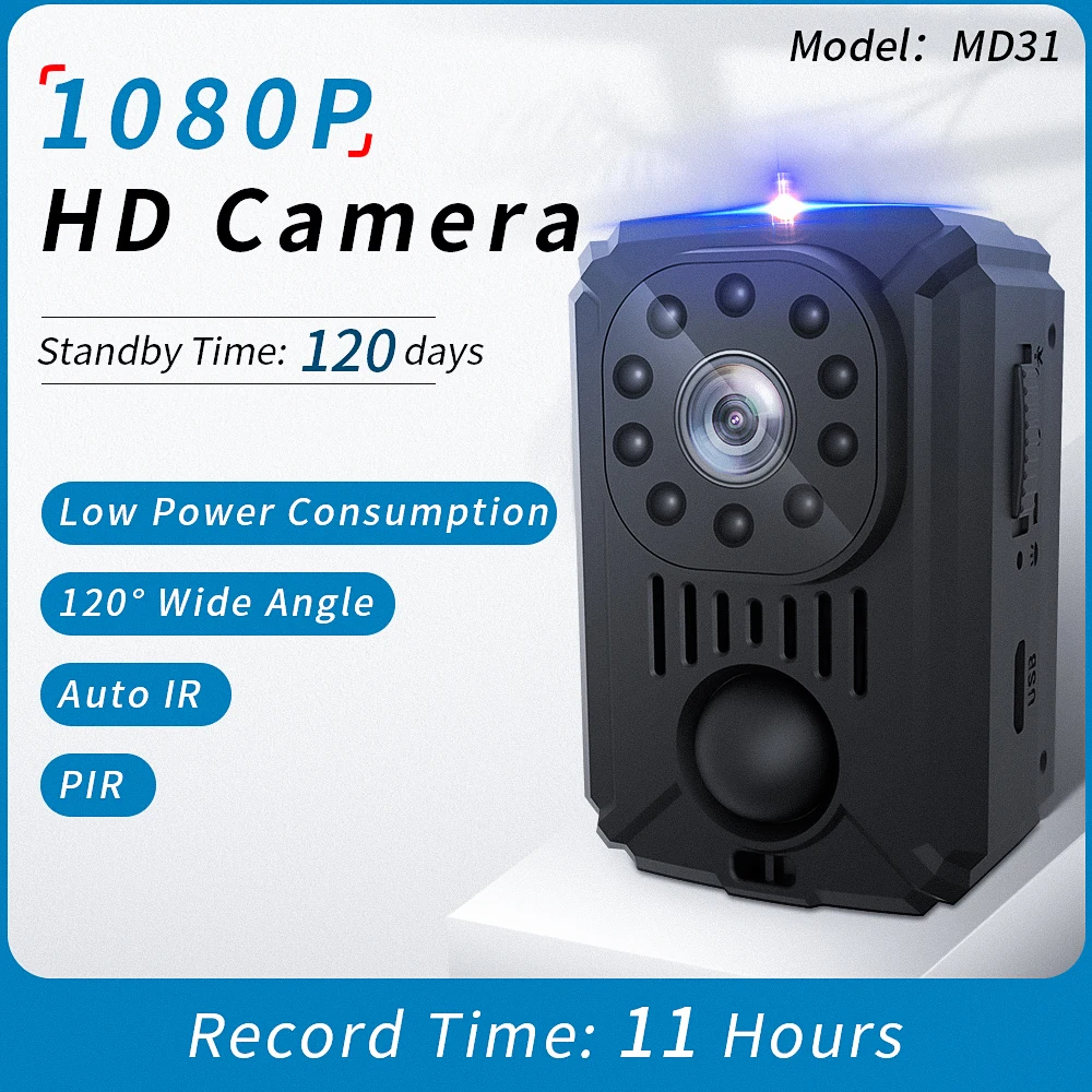MD31 Mini Body Camera HD 1080P Camera Pocket Cam Night Vision Small Cam for Cars PIR Video Recorder Sport DV