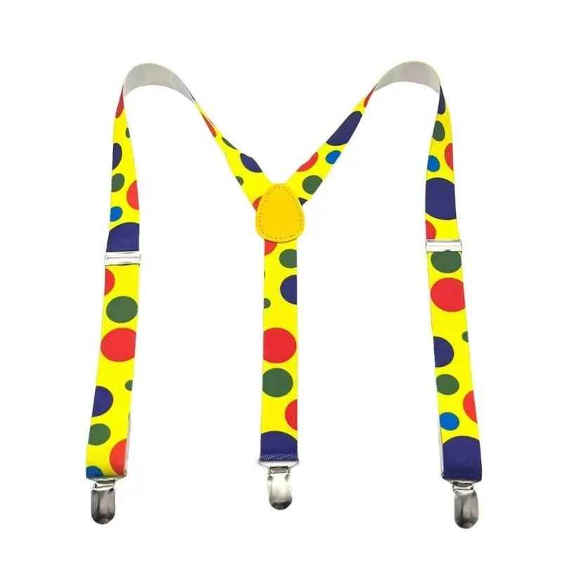 

39BB Подтяжки с узором клоуна и костюм с галстуком-бабочкой Уникальные подтяжки регулируемой длины