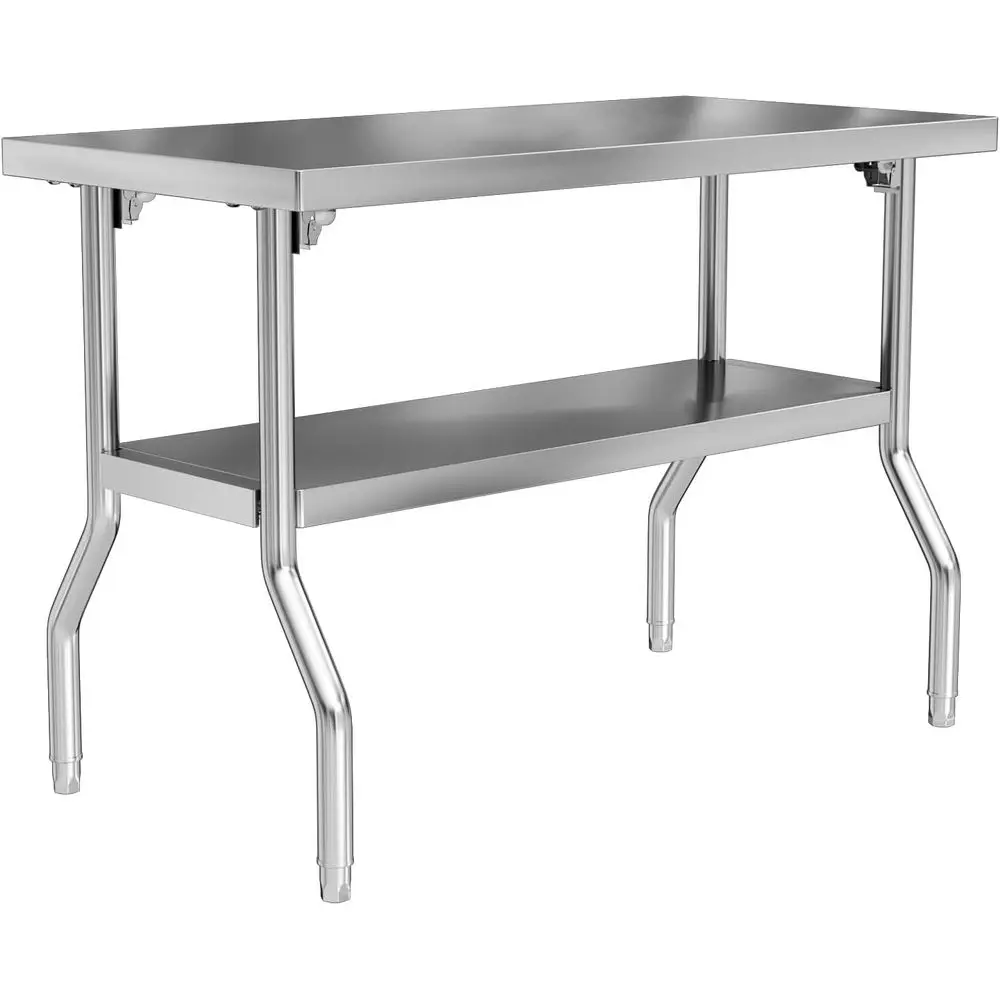 

Commercial 48 x 24 Stainless Steel Workbench with Removable Undershelf, Portable Utility Table for Kitchen, BBQ, Outdoor, and Ga
