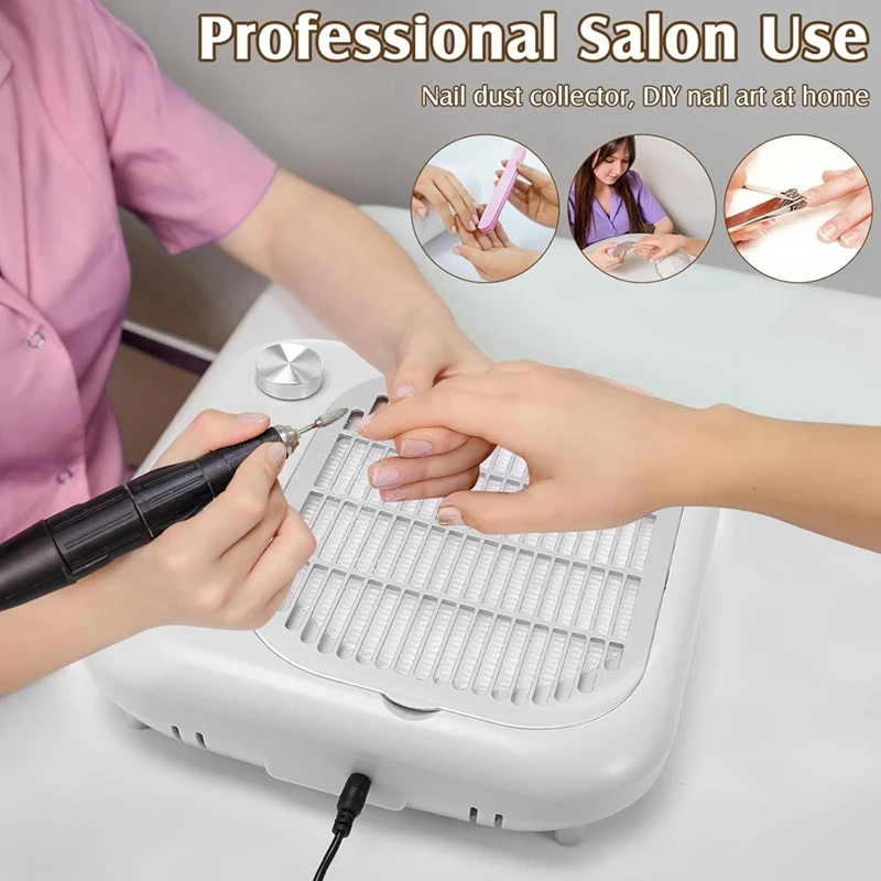 MYHOME Nail Dust Collector Vacuum For Nail Tech 600PA High-Speed Electric With Reusable Filter, Quiet Suction Machine