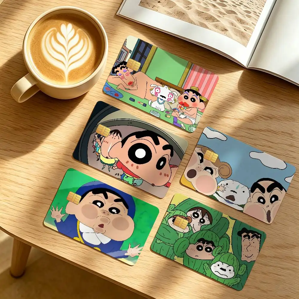 Cartoon C-Crayon-Shin-chan Cute Credit Card Public Transportation Cards Protective Sticker Waterproof Card Face Decoration 4PCS