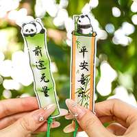 1 Piece Lytwtw's Cute Panda Bamboo Tassel Bookmark For Books Cartoon Stationery Cartoon Acrylic Gift Office School Cute Funny