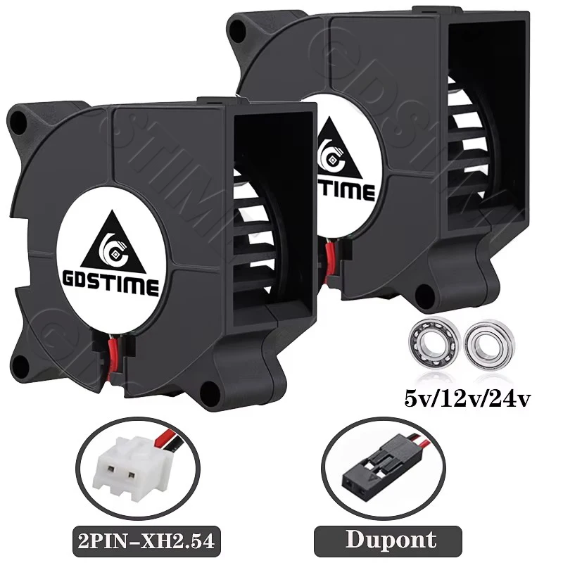 Wentylator dmuchawy do drukarki 3D Gdstime 4020 40mm 5V 12V 24V, wentylator radialny z podwójnym łożyskiem kulkowym 40x40x20mm, 2-pinowe złącze Dupont DC, bezszczotkowy wentylator turbo — zdjęcie produktu 2