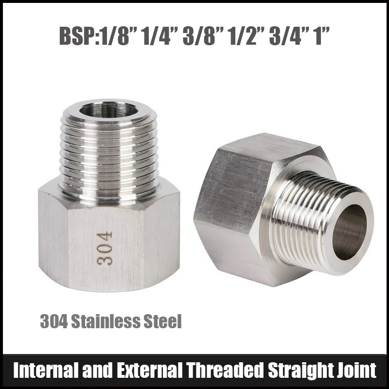 Złączka rurowa ze stali nierdzewnej 304 Adapter metryczny do BSP 1/8" 1/4" 3/8" 1/2" żeński skręt na męski do manometru