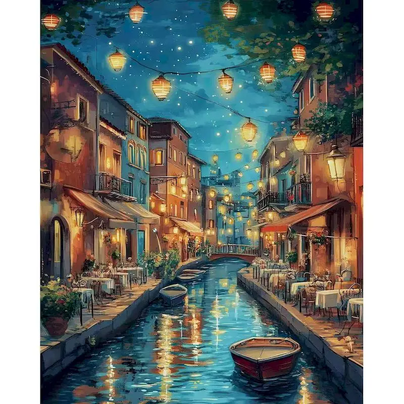 

GATYZTORY City Nightscape Painting By Numbers Acrylic paints Coloring By Numbers Scenery 40x50cm Adults Crafts Diy Crafts