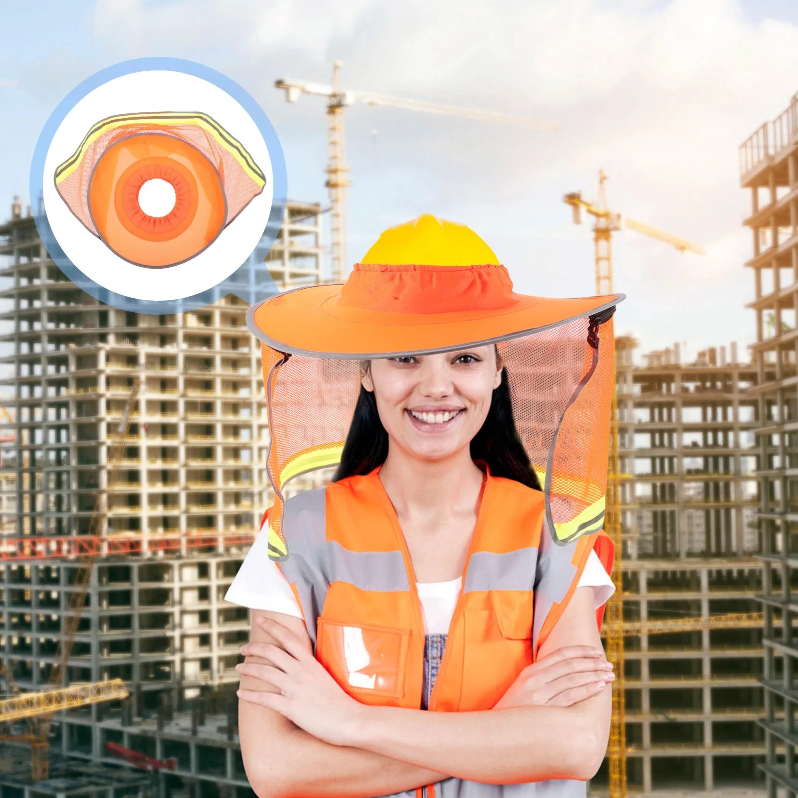 BUTIFULSIC Sun Visor for Men Hard Hat Accessory Safety Brim Shade Neck Protector Orange