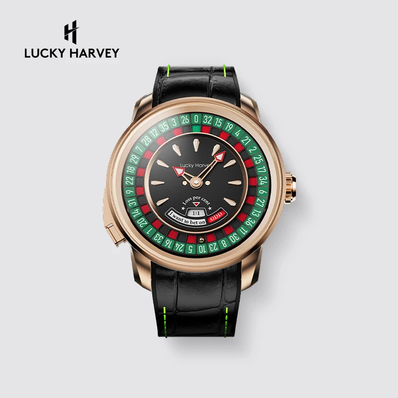 Lucky Harvey European Roulette Game Dial Mechanical Watches Automatic Movement Sapphire Funny Dial Design Party Watches for Men