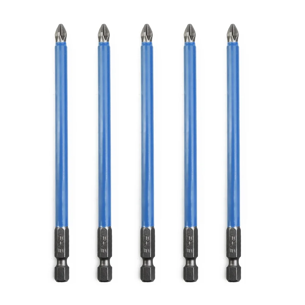 5 pezzi set di punte per cacciavite elettrico con codolo esagonale magnetico antiscivolo PH2 127mm testa lunga per cacciavite a croce utensili manuali