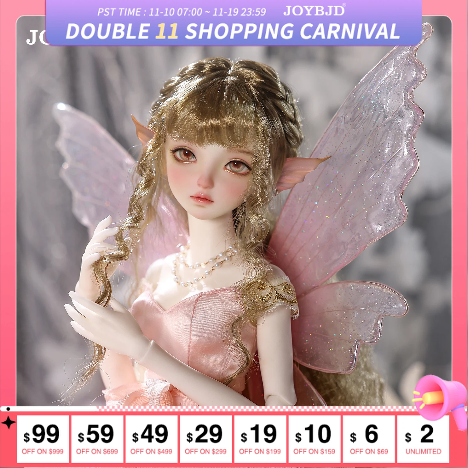 

Joybjd DL Bjd Doll 1/4 FullSet Muxi Body Wingsuit Church Fallen Angels Elves Medieval Fairy Tale Style for Ball Jointed Dolls