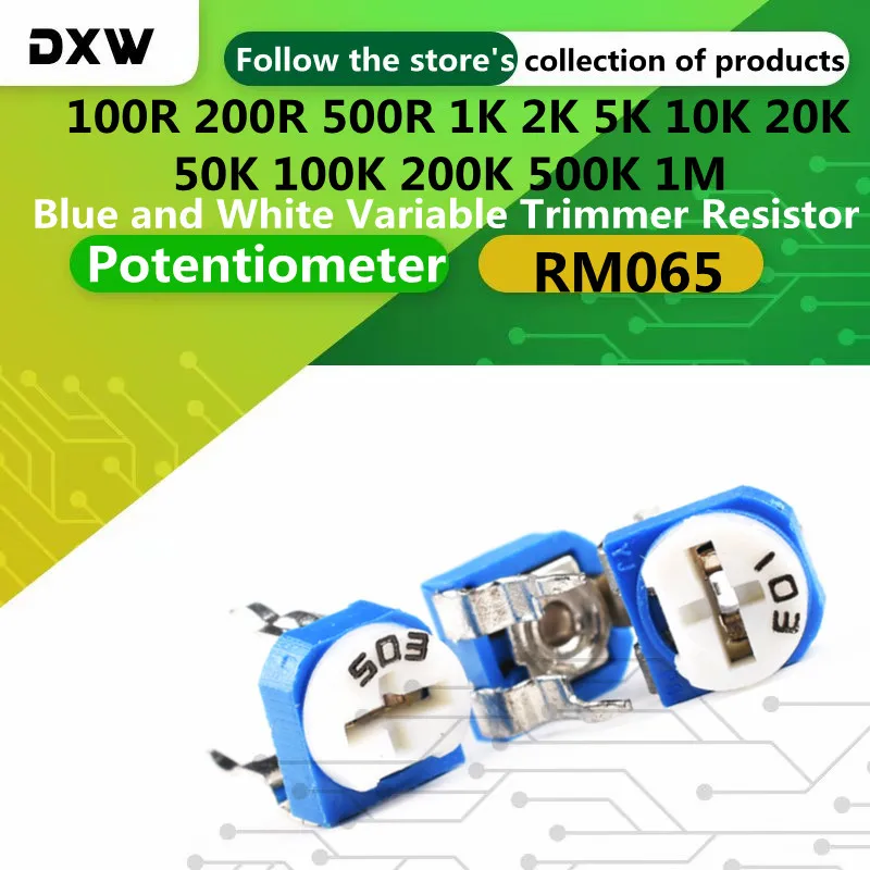 20-50PCS/Lot RM065 Potentiometer 100 200 500R 1 2 5 10K 20K 50K 100K 200K 500K 1M 101 201 501 102 502 Variable Trimmer Resistor