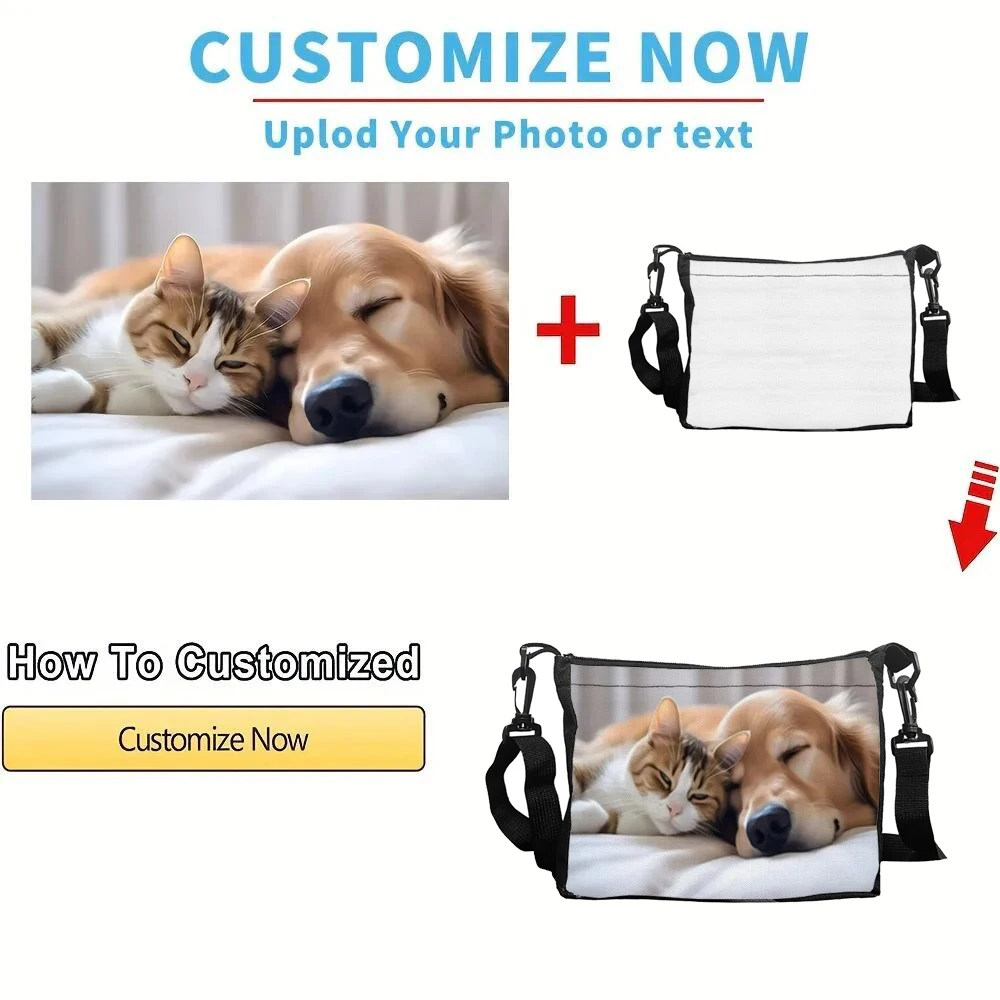 Chic Gift Custom Your Image Shoulder Bag Multifunctional Handbag Zipper Underarm Bag For Women Daily Use Commuter Messenger Bags