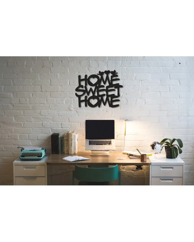 Home Sweet Home - Typography Metal Graffiti Art Black Wall Décor,Living Room, Bedroom, Kitchen, bathroom Interior Decoration, W