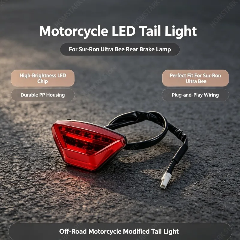Red PP Rear Tail Light, Motorbike Modification Accessory Fits For Sur‑Ron Ultra Bee Dirt Off‑Road Motorcycle Spare Part