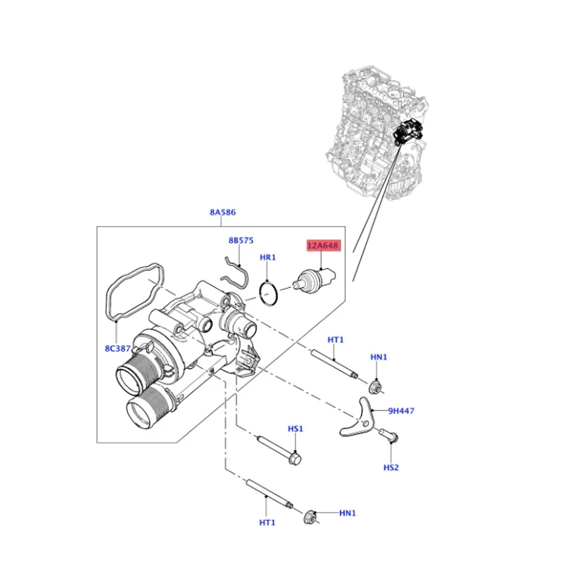 LR001207 Sensor - Engine cooling water temperature La nd Ro ve r