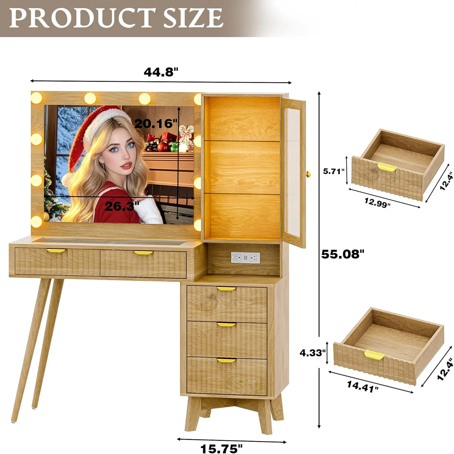 Dressoir Vijf Lade RGB Omgevingslicht Smart Socket Locker Verstelbaar