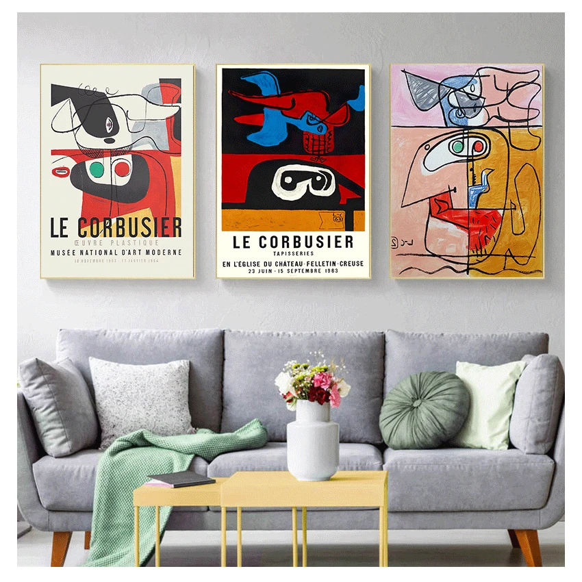 Poster Vintage Autrement Que Sur Terre Prints Modern Mid Century Abstract Canvas Painting Decor French Le Corbusier Exhibition