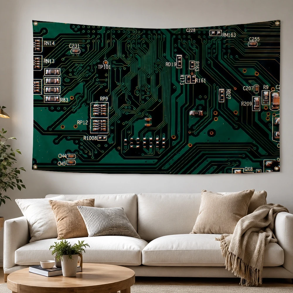 Stylish Circuit Board Outdoor Flag for Home Camping Party Club Decor Garden Yard Wall Hanging Banner