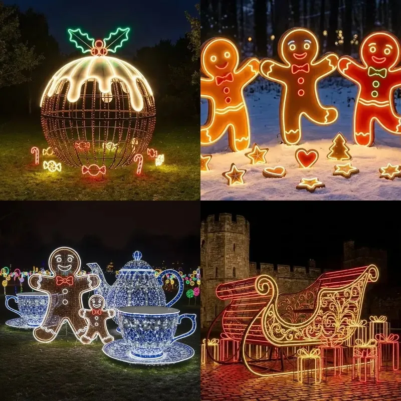 Customized large amusement park lantern decoration, suitable for Christmas indoor/outdoor use, theme park light show