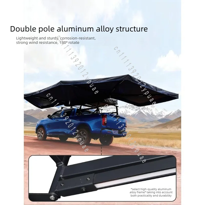 360 Degree Vehicle Side Tent, Double-pole Expanded Canopy, Side-mounted Sunshade Tent for Outdoor Camping