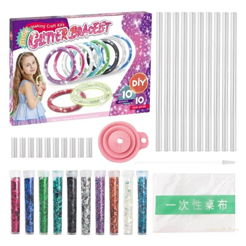 

Y4UD DIY Sparkling Bracelet Kits for Girls Creative Craft Friendship Wristlet Set for Children Age 5-12 Party Props Craft Toy