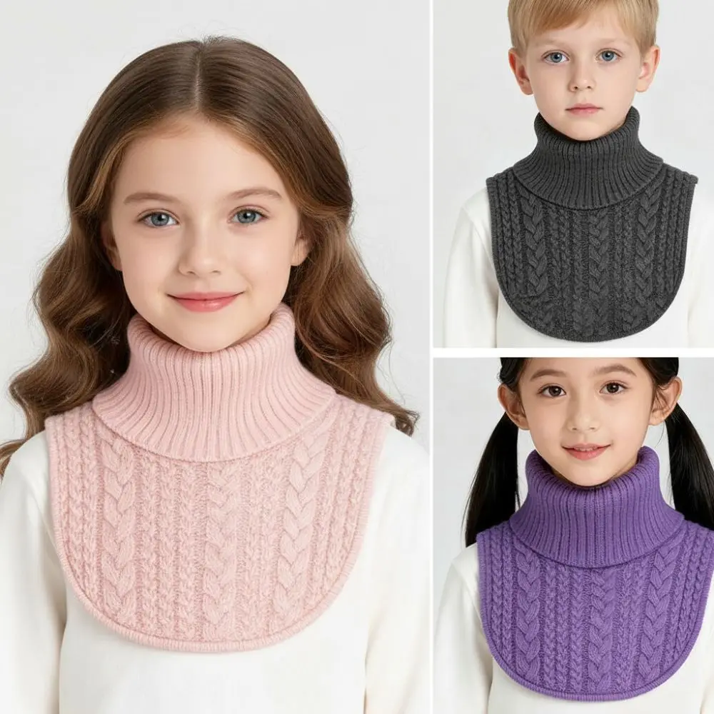 

Модный вязаный искусственный воротник из искусственной шерсти, ветрозащитный съемный детский шарф, зимние стили, теплый теплый шарф для шеи для мальчиков и девочек