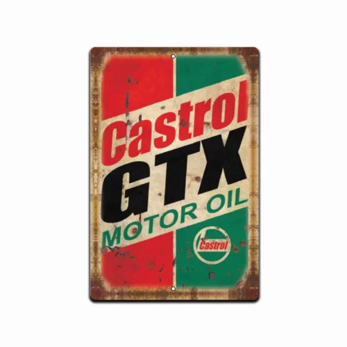 Castrol GTX Vintage Looking Gas Oil Station Garage Shop Retro Rustic Tin Sign tin sign