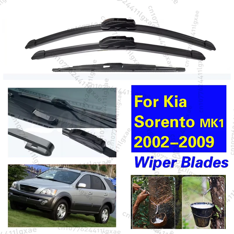 

3PCS Car Wiper For Kia Sorento MK1 2002-2009 2008 2007 2006 Front Rear Wiper Blades Brushes Cutter Auto Accessories 24"+18"+14"