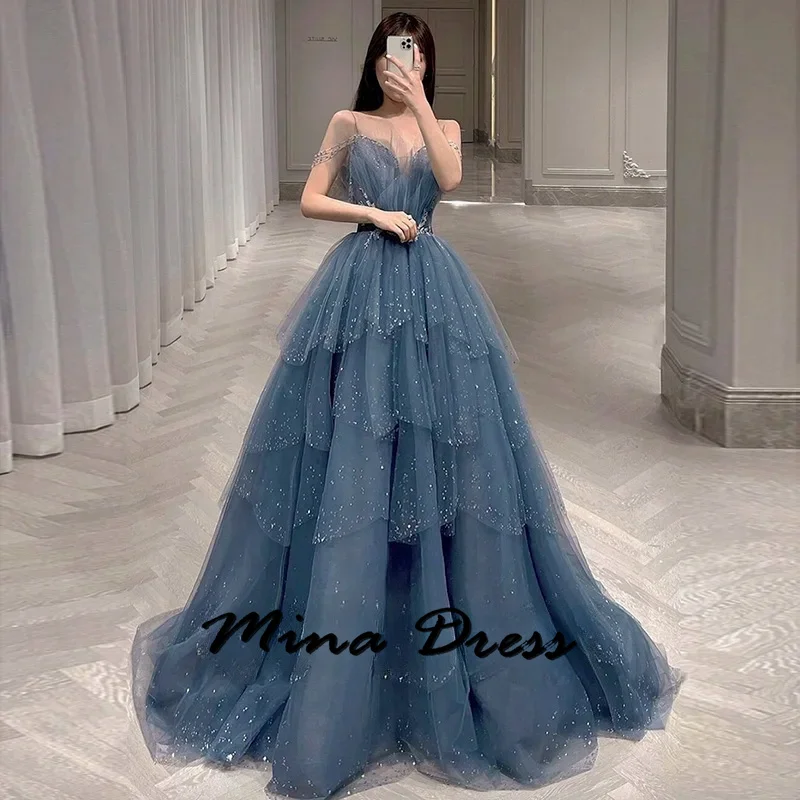 Mina Customized Backless Evening Luxury Dress 2024 Sleeveless Evening Dresses Woman Elegant Sequins Wedding Party Dress Es Prom