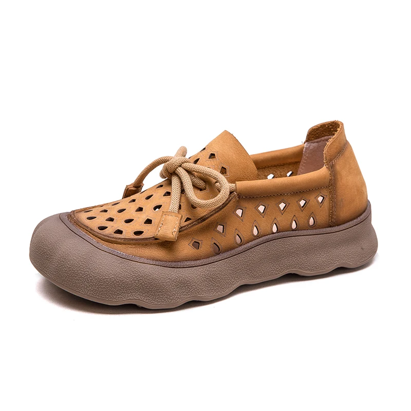 AIYUQI  Women's Hole Sandals 2026 New Non-slip Hollow Casual Shoes Women Shoes Large-Size Genuine Leather Flats female Sneakers