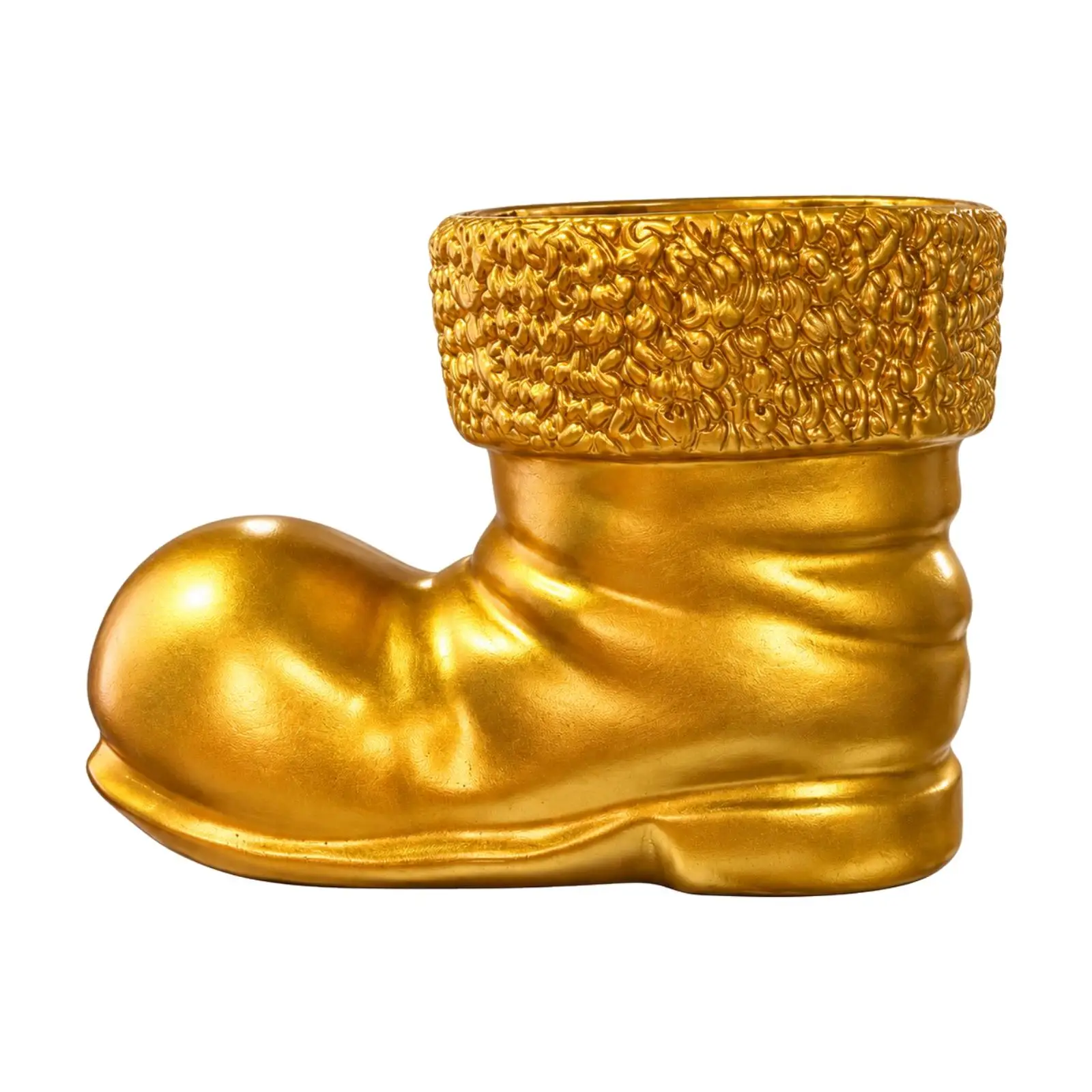 Boot Shaped Planter for Christmas Decor Resin Holiday Flower Pot Compact Size for Desk Shelf