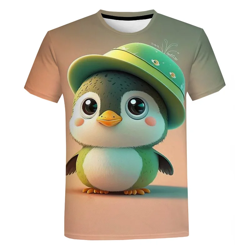 3D Cute Penguin Printing T Shirt Animal Graphic T-shirts For Men Kid Fashion Streetwear Short Sleeves Summer Harajuku Tee Shirt