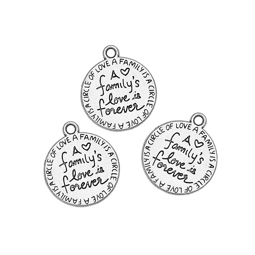 30pcs/lot--20x23mm, Antique silver plated Family\'s Love is Forever charms,DIY supplies, Jewelry accessories