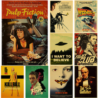 Classic Movie Poster Retro Kraft Paper Prints Pulp Fiction The Godfather Fight Club Vintage Home Room Bar Cafe Art Wall Decor