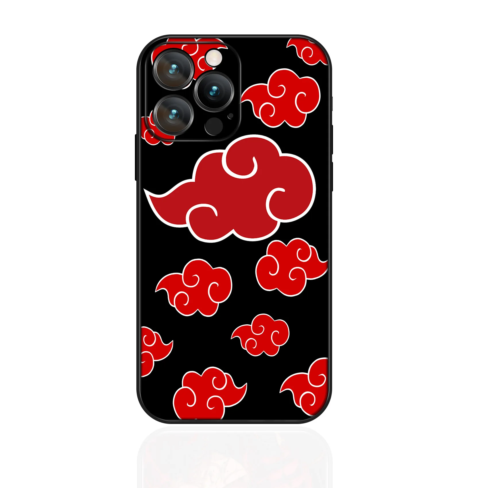 MINISO Anime Akatsuki Cloud Case for iPhone 16 Pro Max Soft Silicon Black Phone Cover for iPhone 16 15 14 13 12 11 Pro Max Plus