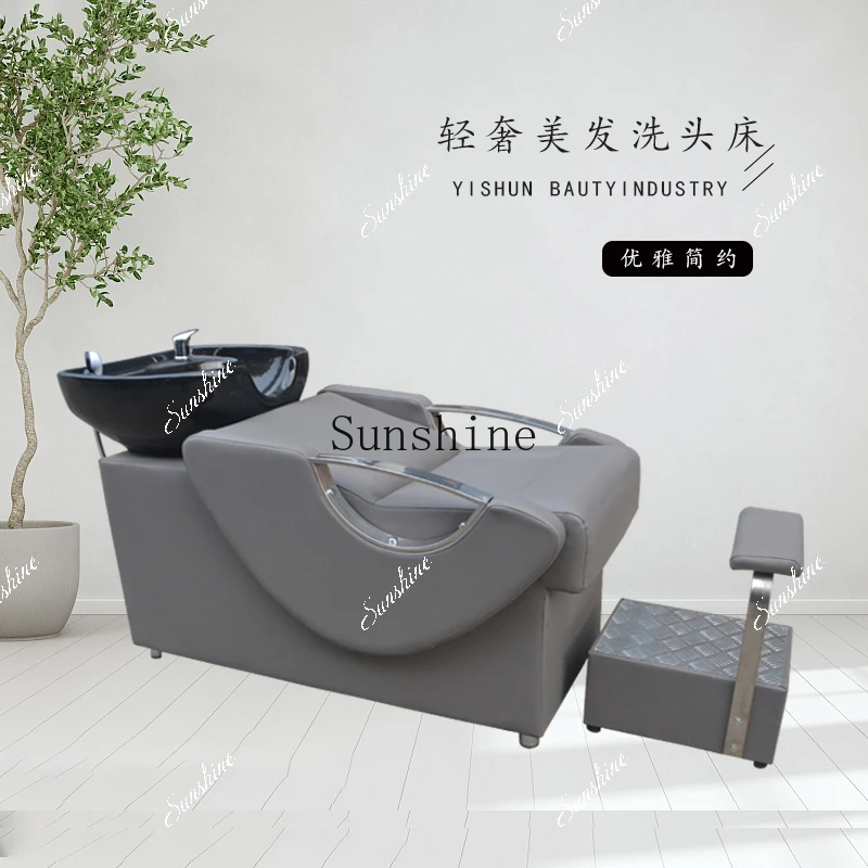 Hair salon shampoo bed ceramic basin hair salon special flushing semi-lying direct sales new high quality TF