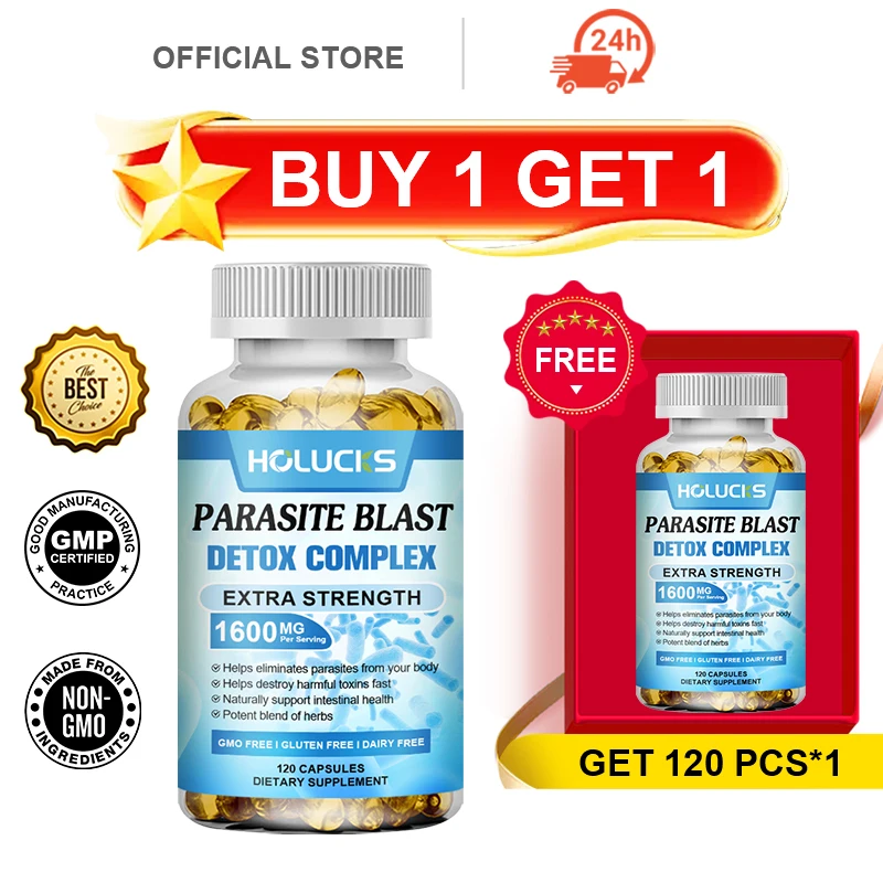 Buy 1 Get 1 Free! Parasite Blast Detox Capsules, Supports Gut, Microflora Health, Toxin Removal & Natural Intestinal Function
