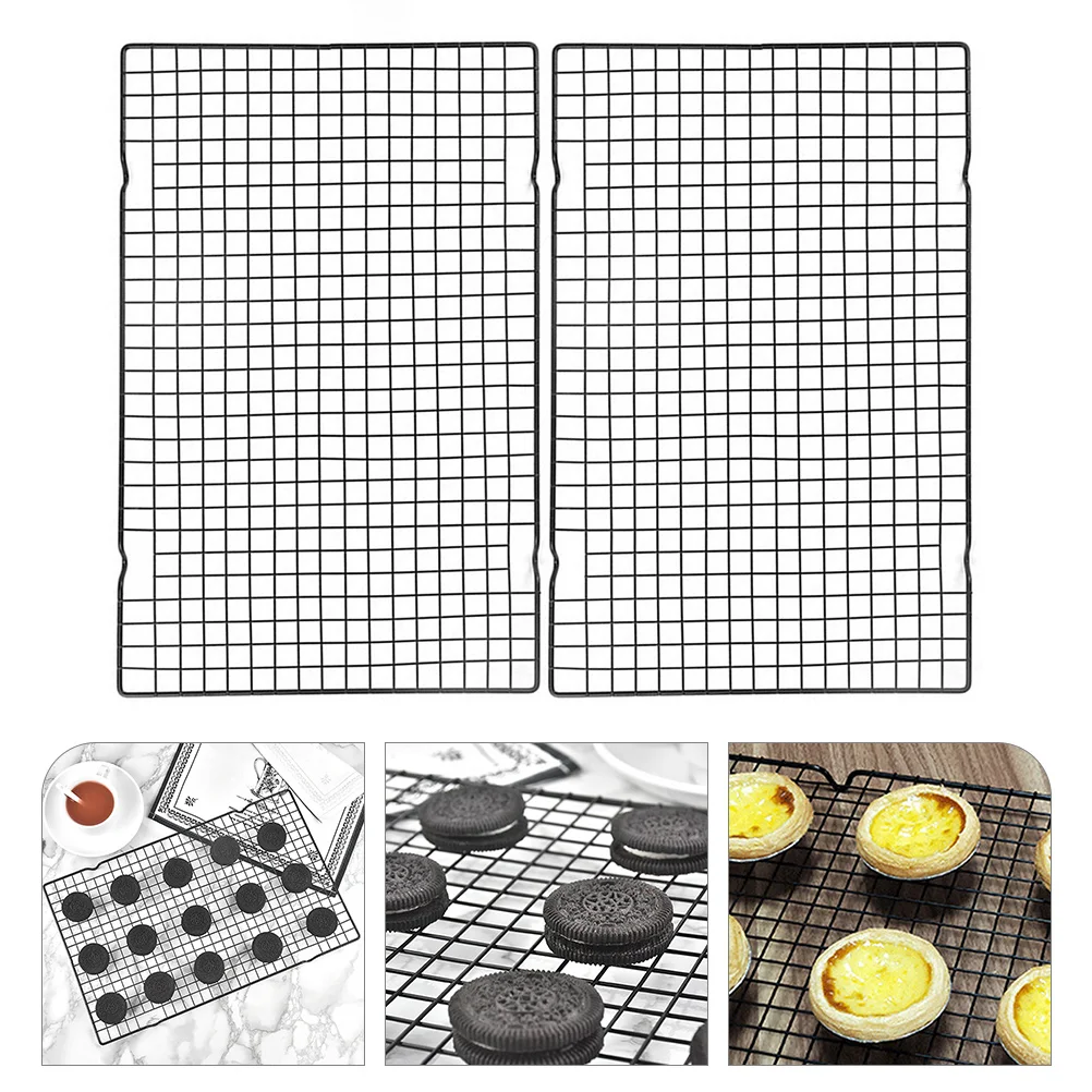 

2Pcs Cooling Rack Non-Stick Wire Rack for Baking Cooking Roasting Cakes Cookies Cupcakes Muffins Bread Oven Use