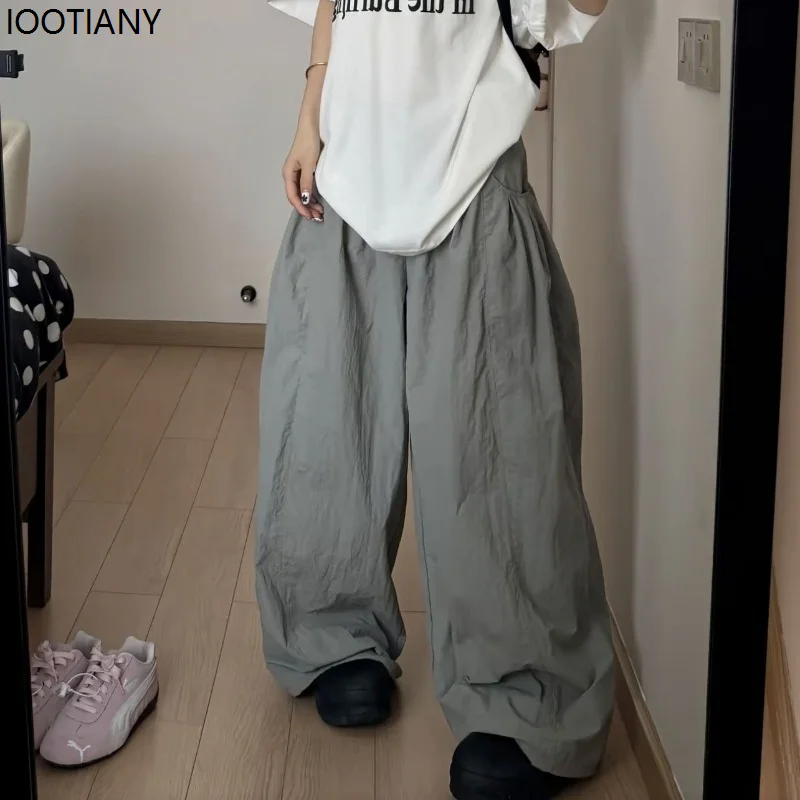 Gary Women's Overalls Wide Leg Stretch High Waist Solid Color Korean Style Fashion Loose Pants Grunge Rock Street Casual Cloth