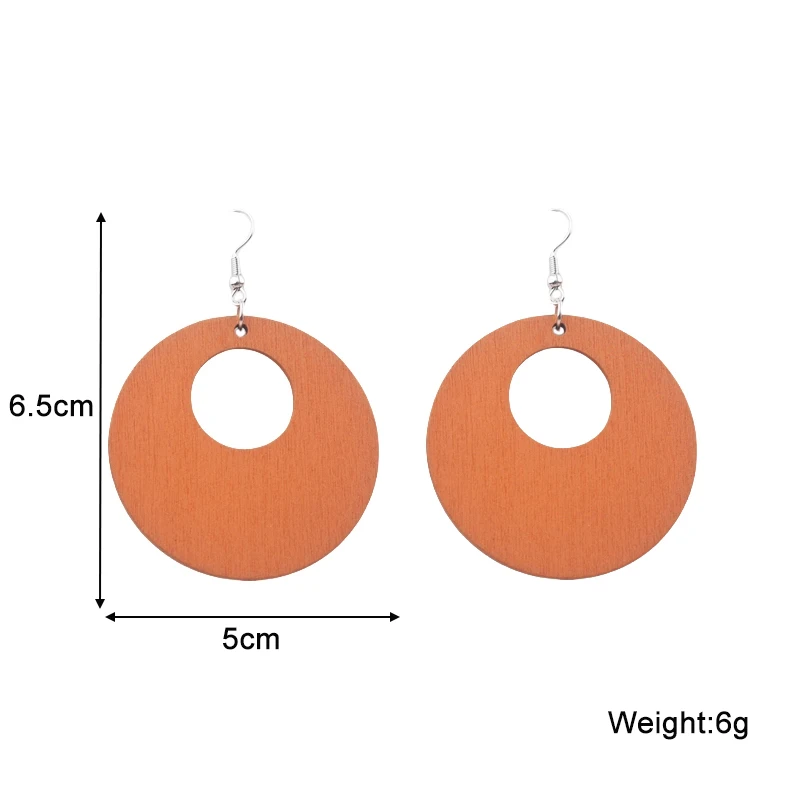 New Wooden Round Pendants Women\'s Dangle Earrings Rose Green Black Geometric Statement Female Hanging Earrings 2025 new in