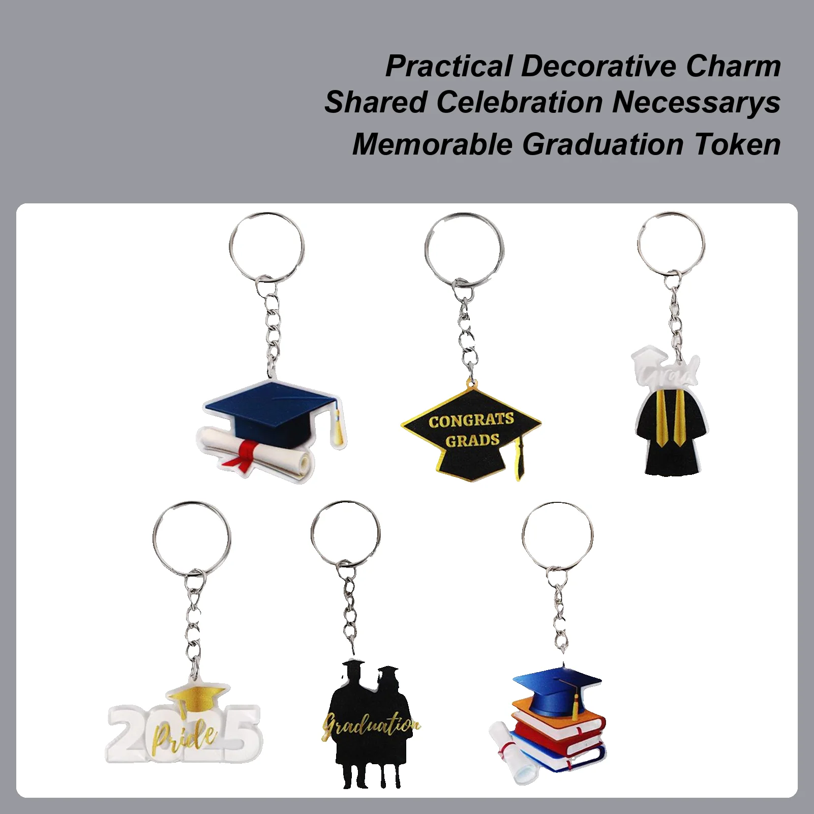 Graduation Keychain 2025 Graduation Keychain Pendant 6-Piece Acrylic Commemorative Key Holder Chain for Graduates Senior