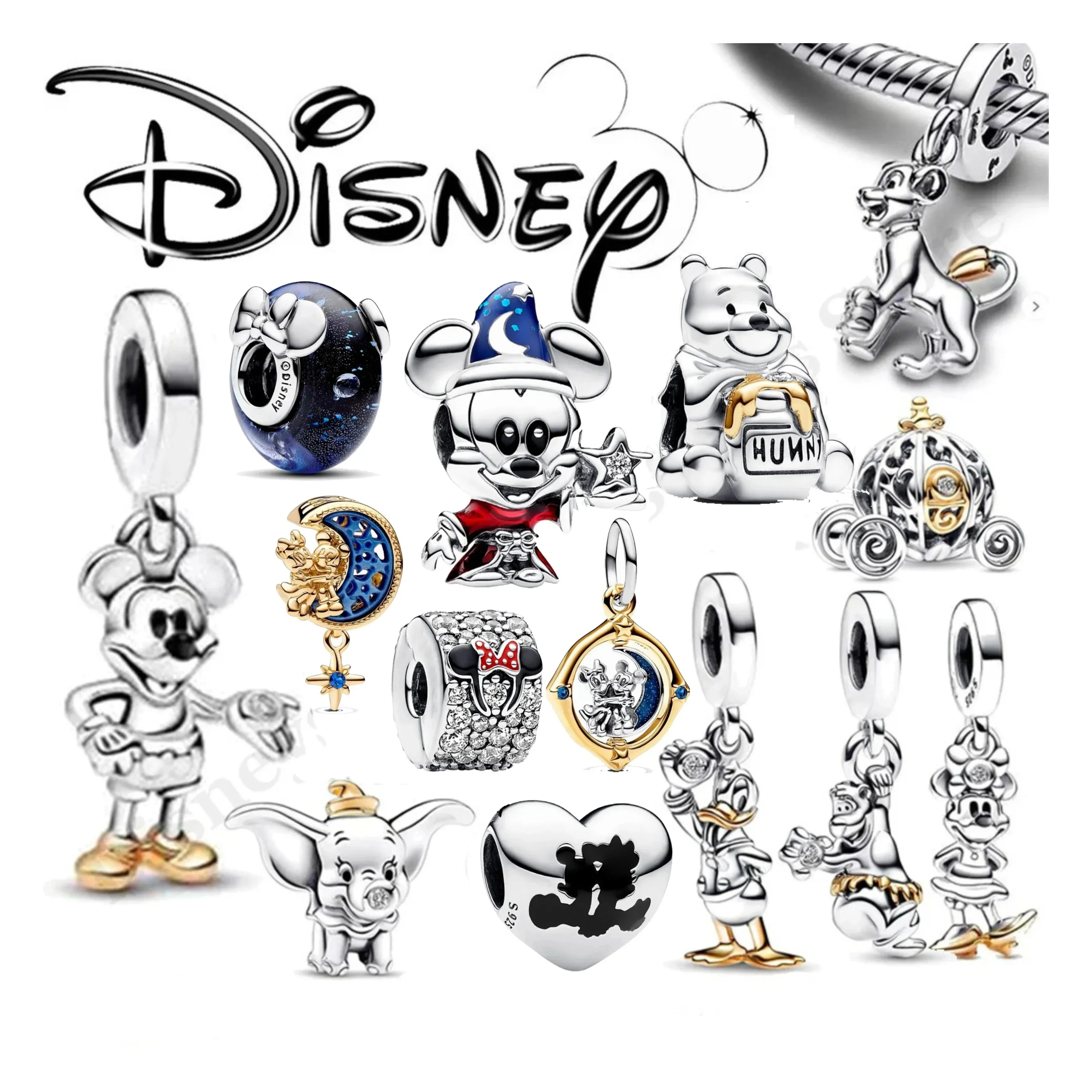 

Marvel 925 sterling silver charm, Disney bead pendant, for 100th anniversary Pandor bracelet, women's DIY bead jewelry new 2024