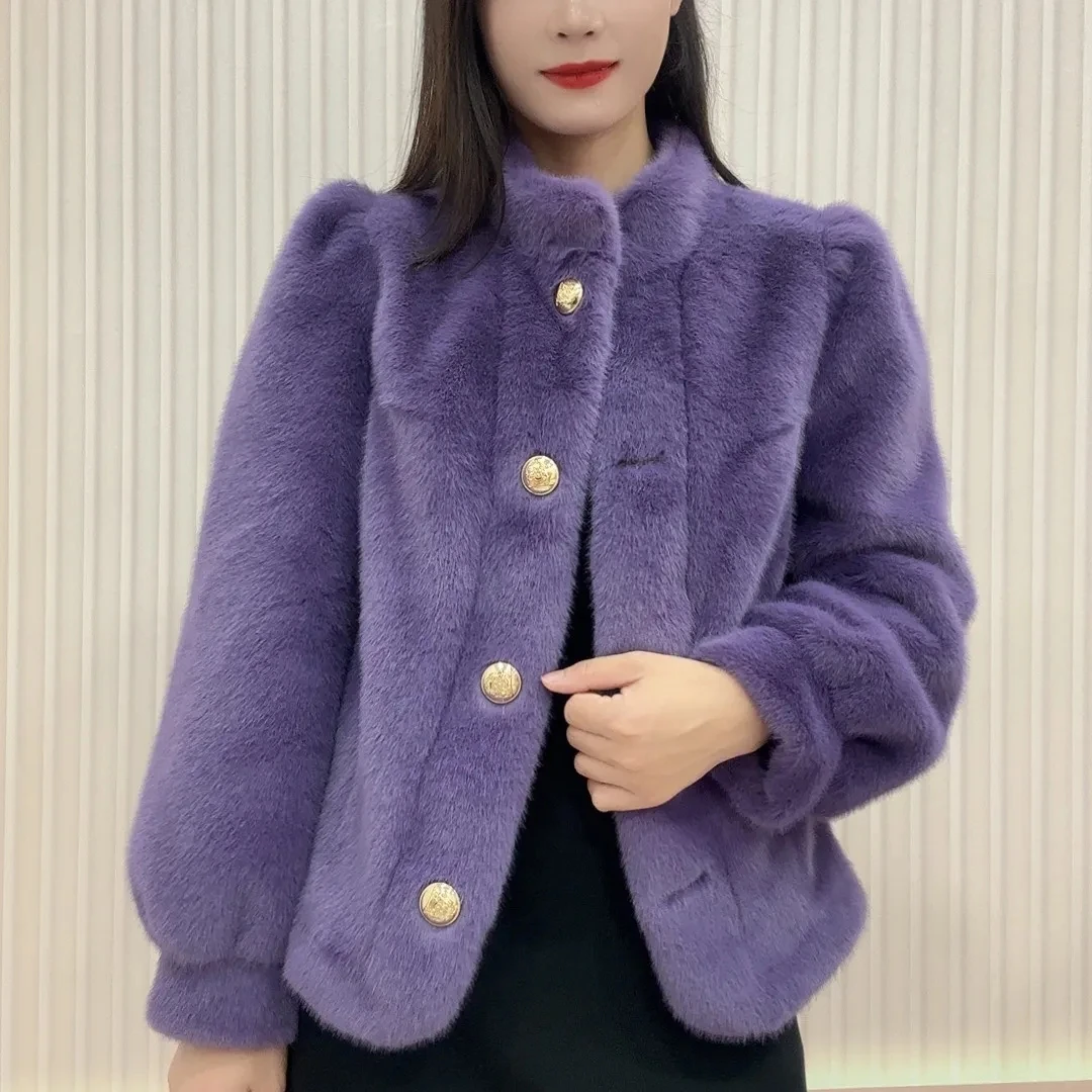 

Осень/зима 2026, новая женская куртка с воротником-стойкой, короткие толстые рукава-пузырьки, универсальное толстое пальто, женский повседневный топ