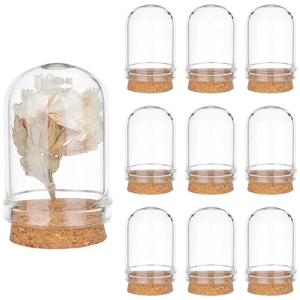 Cloche Bell Jar Glass Display Dome with Cork Base Mini Glass Bottles Dome Decorative Jars for Flower Storage Home Party Decor