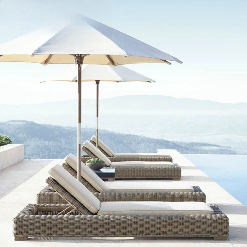 

Outdoor rattan round bed open-air balcony courtyard rattan art bed beach chair leisure furniture