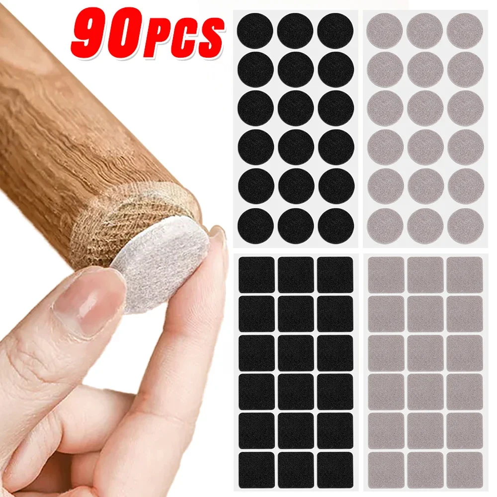 90/18Pcs Self Adhesive Felt Furniture Pads Anti Slip Hardwood Floor Protector Mat Anti-Scratch Hardware Table Floors Felt Pads