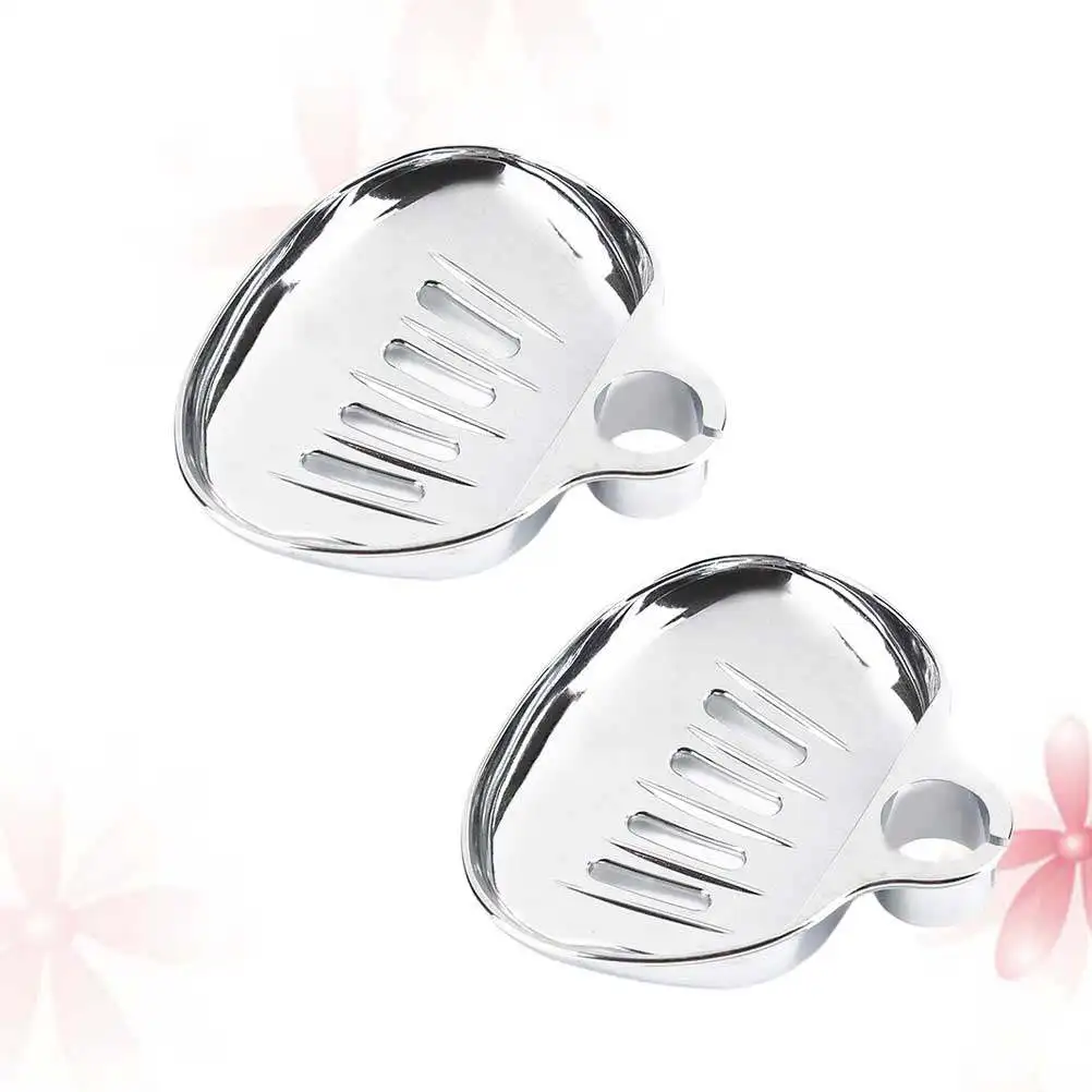 2Pcs Soap Tray Shower Rod Circular Sector Silver Soap Holder Pore Diameter 22mm 25mm Portable Lightweight Bathroom Storage Rack