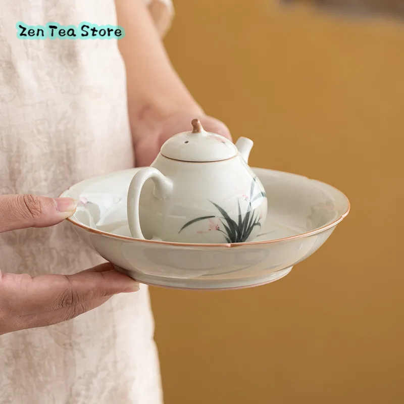 Wood Ash Hand-painted Orchid Eggplant Pot Ceramic Teapot Single Pot Kung Fu Tea Set For One Person To Make Tea Home Tea Pot