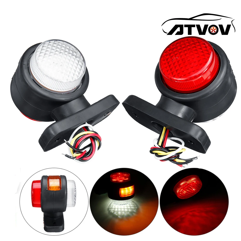 

ATVOV 1/2 шт. красный янтарный белый 12 В 24 В светодиодный контурный боковой габаритный световой индикатор резиновая лампа прицеп грузовик караван фургон грузовик