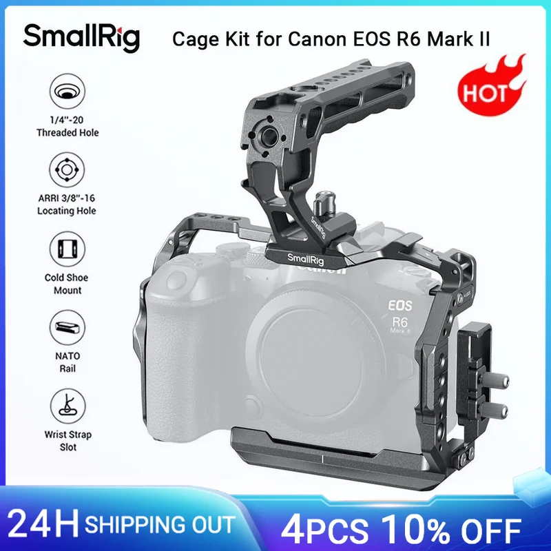 SmallRig R6 Mark II Camera Cage Kit for Canon EOS R6 Mark II with Top Handle Cable Clamp Arca-Swiss Quick Release Plate -5197