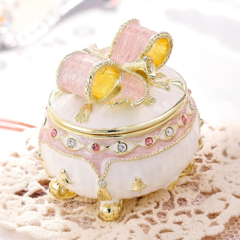 Jewelry box bow bell enamel color high-end marriage proposal ring box jewelry storage box exquisite gift